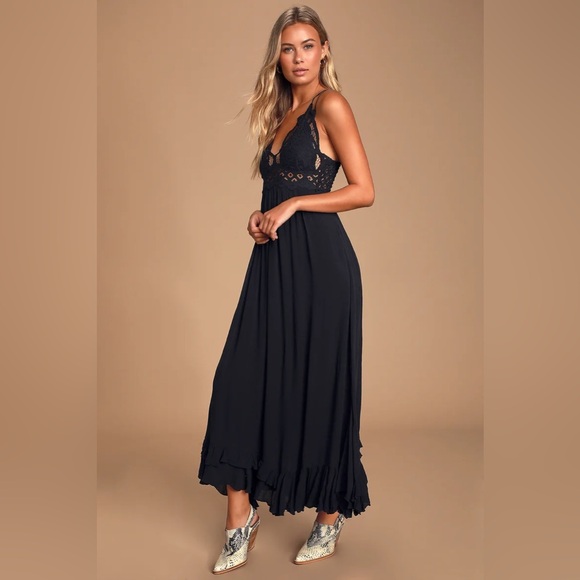 NEW WITH TAGS Free People Adella Maxi Black Lace Dress (Size L) (Orig. $128) - Picture 3 of 5